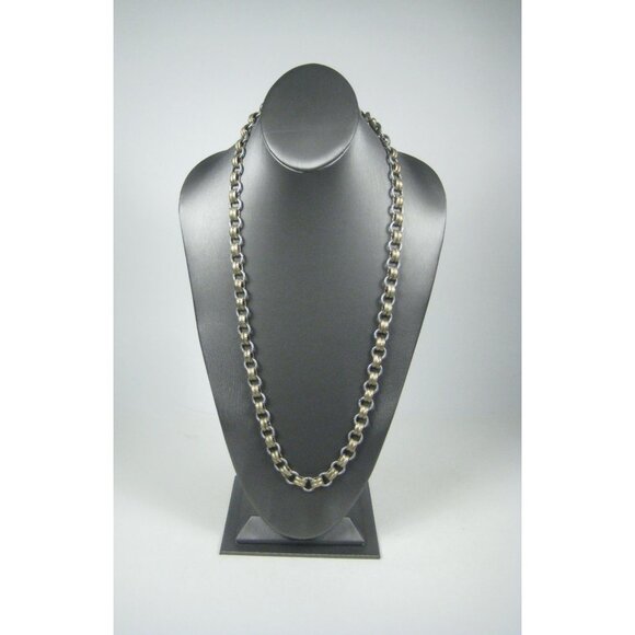 Kiam Family Goldtone Silvertone Chain Necklace 35 inch Unisex Heavy - Picture 5 of 9